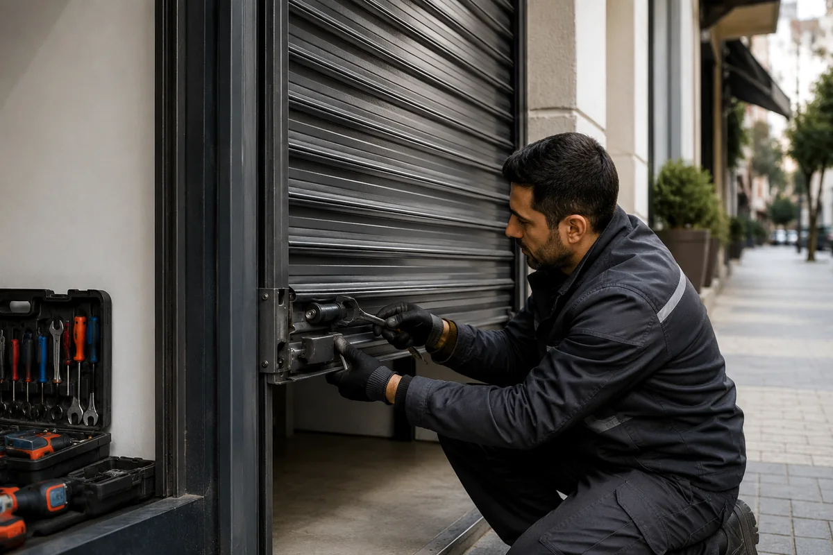 Güngören’de otomatik kepenk ray ve alt profil kontrolü yapan servis teknisyeni