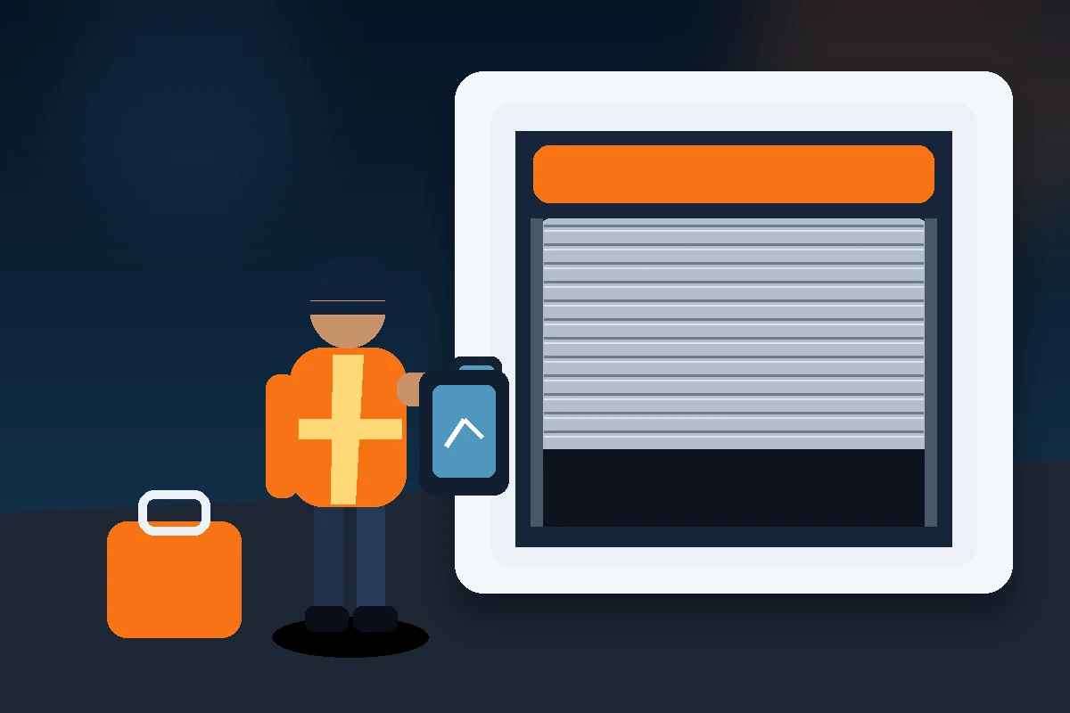 İstanbul'da kepenk motoru arızasını tabletle inceleyen servis teknisyeni