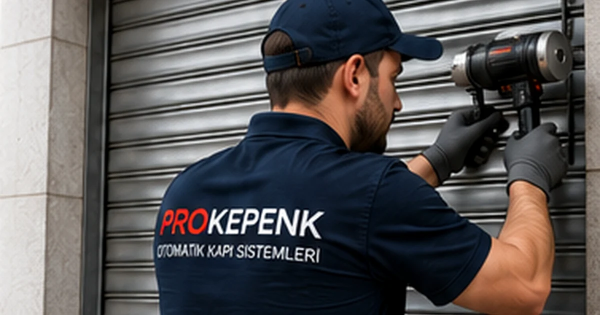 MASSİT Matbaacılar Sitesi otomatik kepenk tamiri için iş yeri kepengini kontrol eden servis teknisyeni