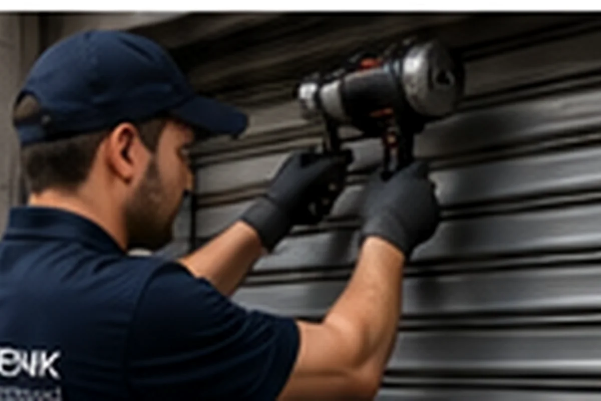 MASSİT Matbaacılar Sitesi kepenk servisinde motor ve mekanik sistemi kontrol eden teknisyen