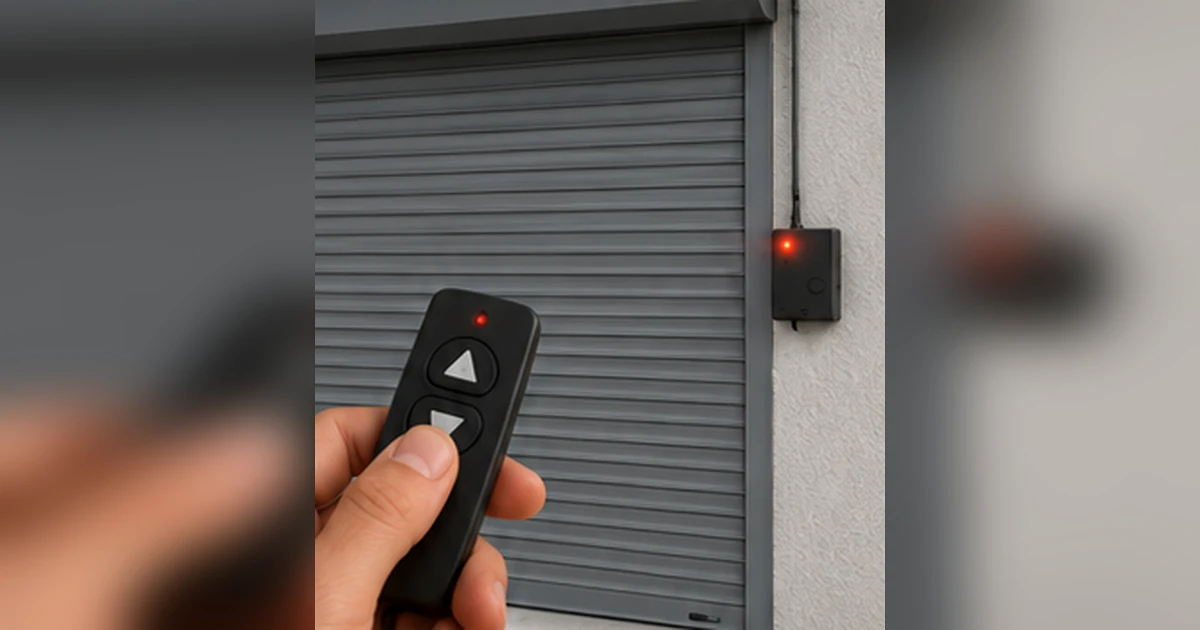 Otomatik kepenk alıcı beyin sıfırlama için güvenli kontrol yapan teknik servis çalışanı