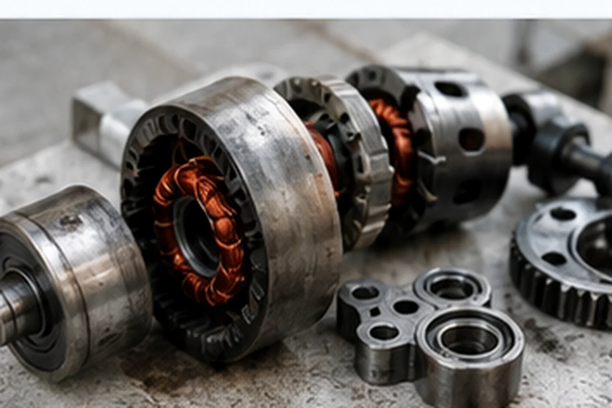 Otomatik kepenk motorunun rotor, sargı ve rulman parçaları